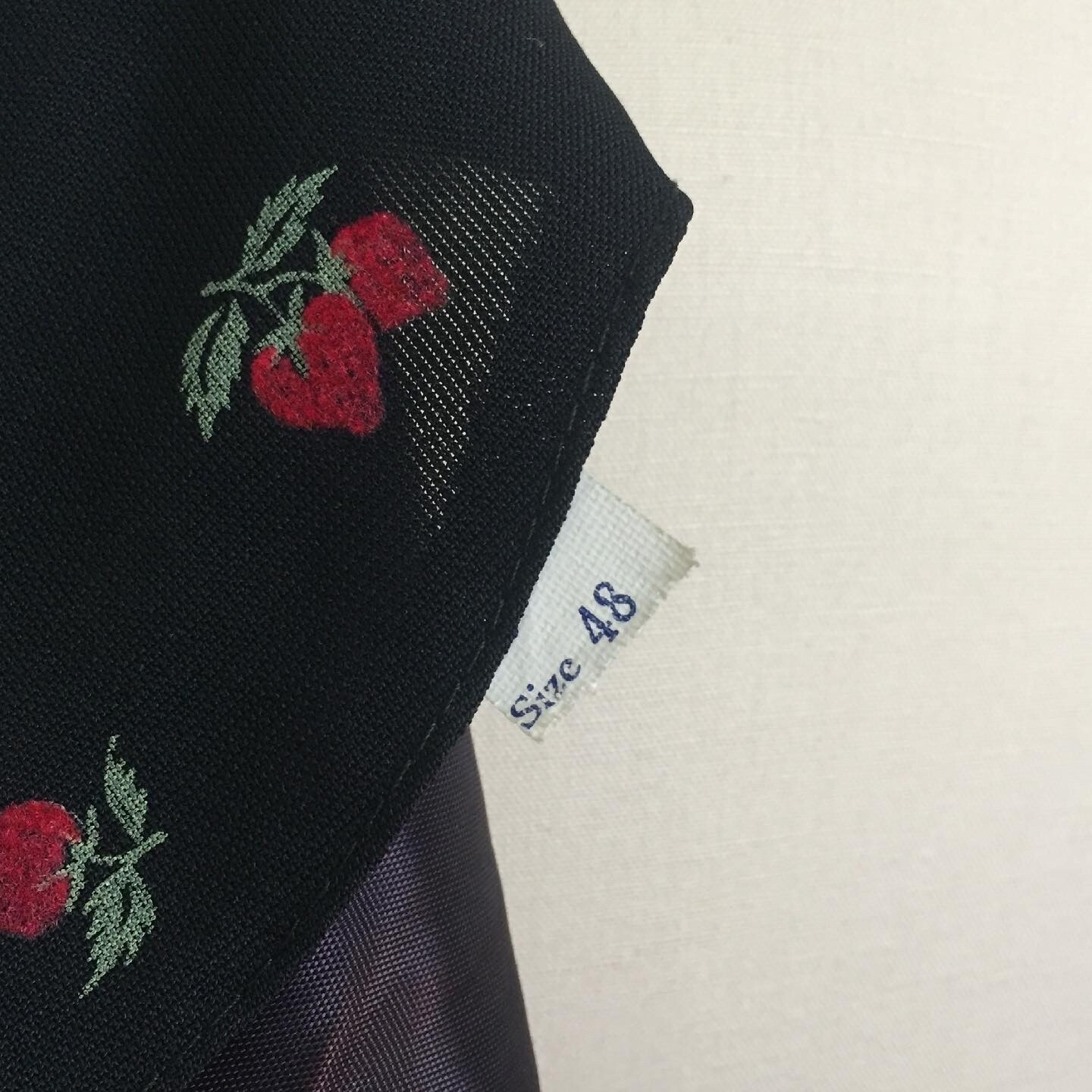 Vintage 1950s Plus Size Strawberry Print Dress | 1950s Plus Size Black Dress