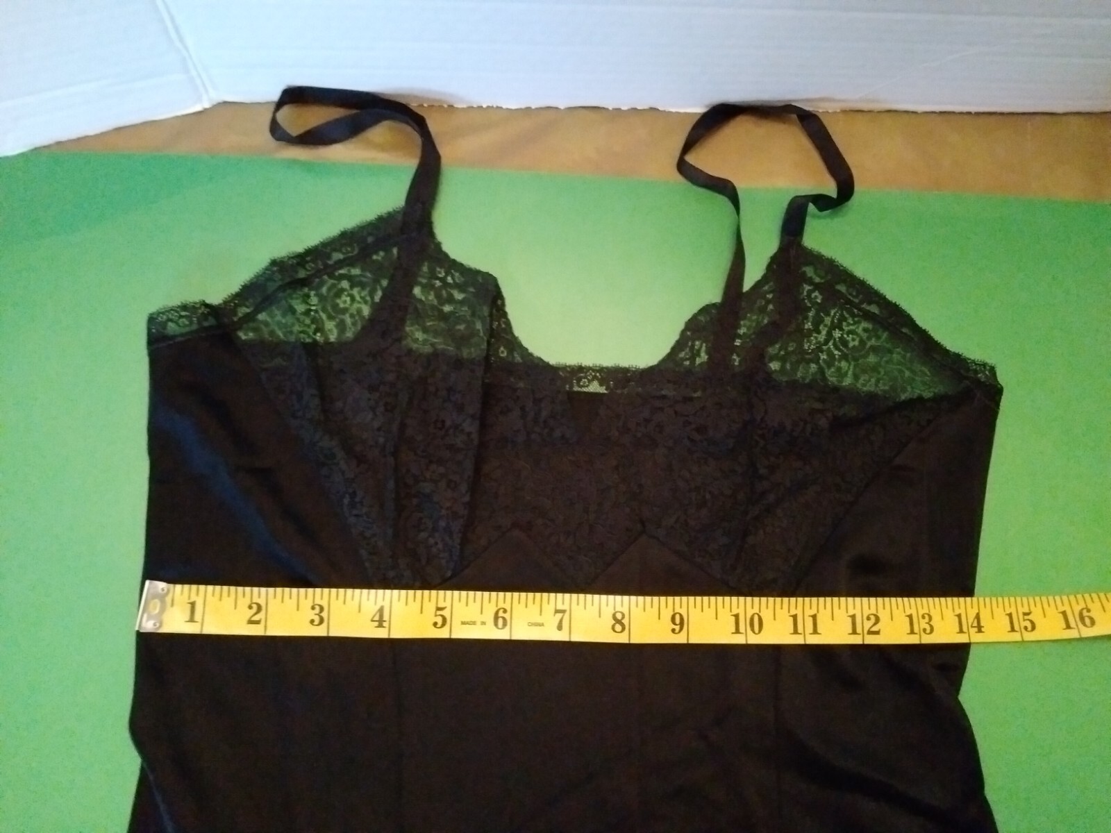 Womans Vintage Full Slip Dress Chemise European SZ Small Black Full Lace Bodice