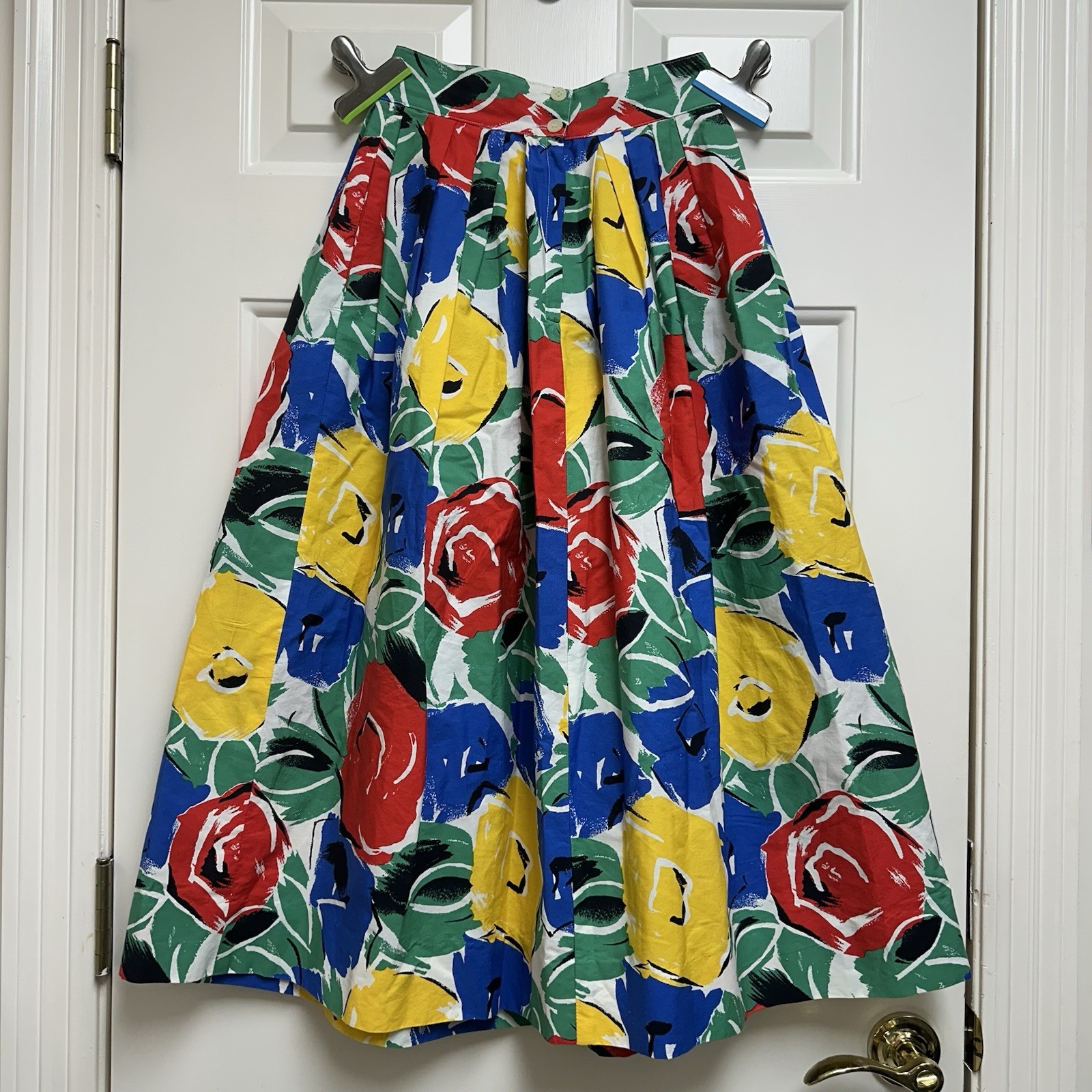 Vtg Bay Country Classics 100% Cotton Pleated Skirt Floral Tradwife Artsy POCKETS
