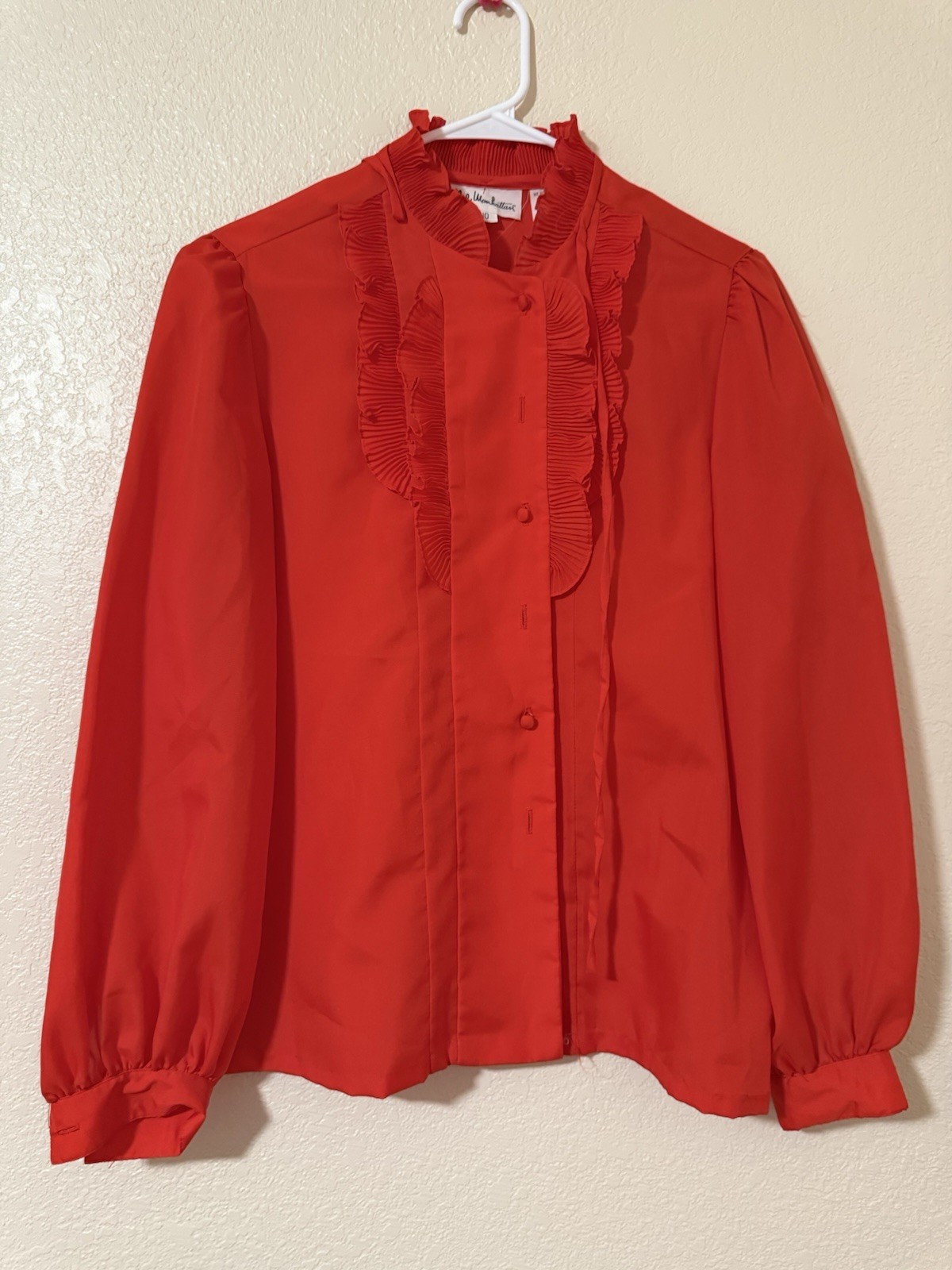 Vintage Red Blouse Is A Lady Manhattan Brand Garment Co. Made In USA Size 10