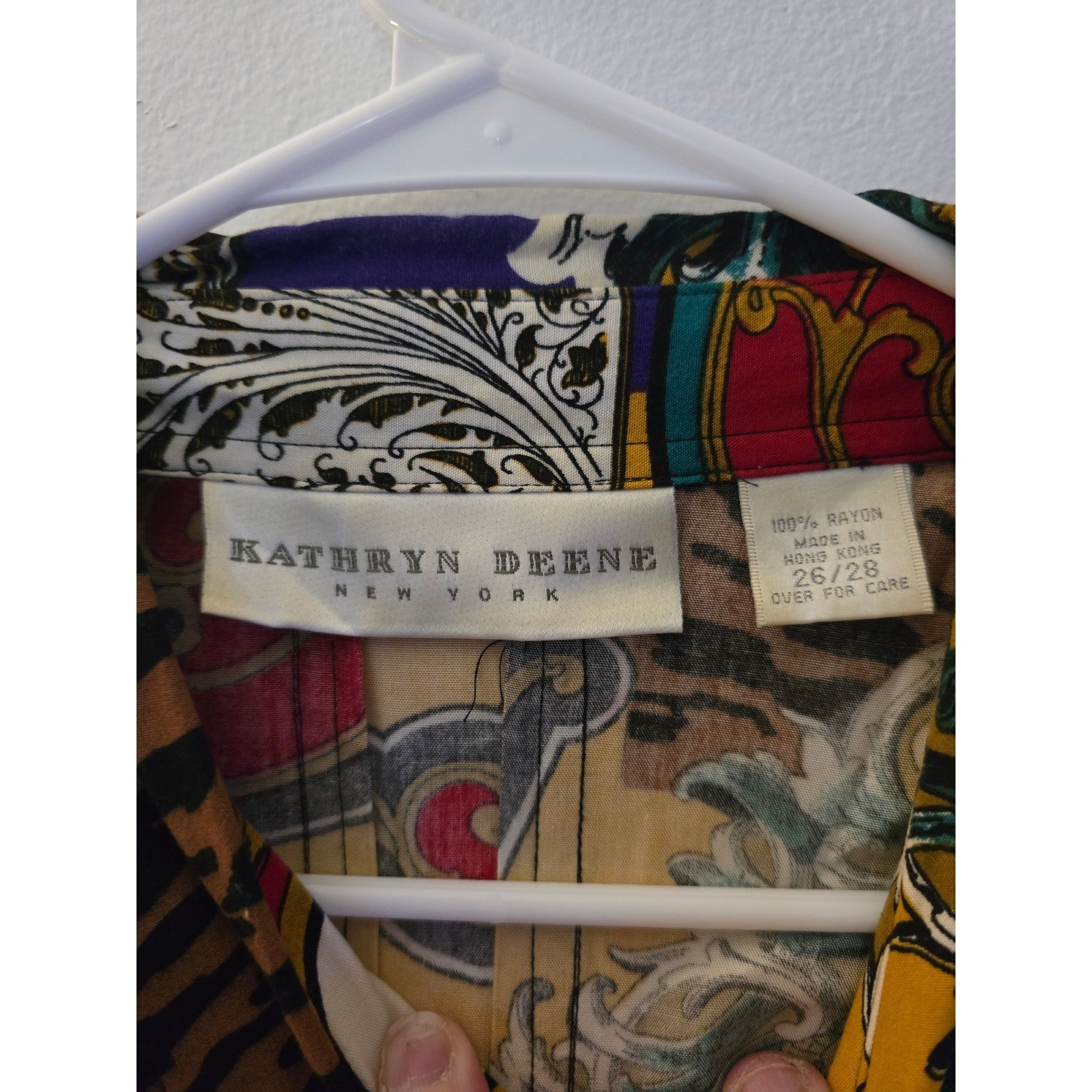 Vintage 80s 90s Kathryn Deene Baroque Animal Patchwork Blouse Plus Size 26/28