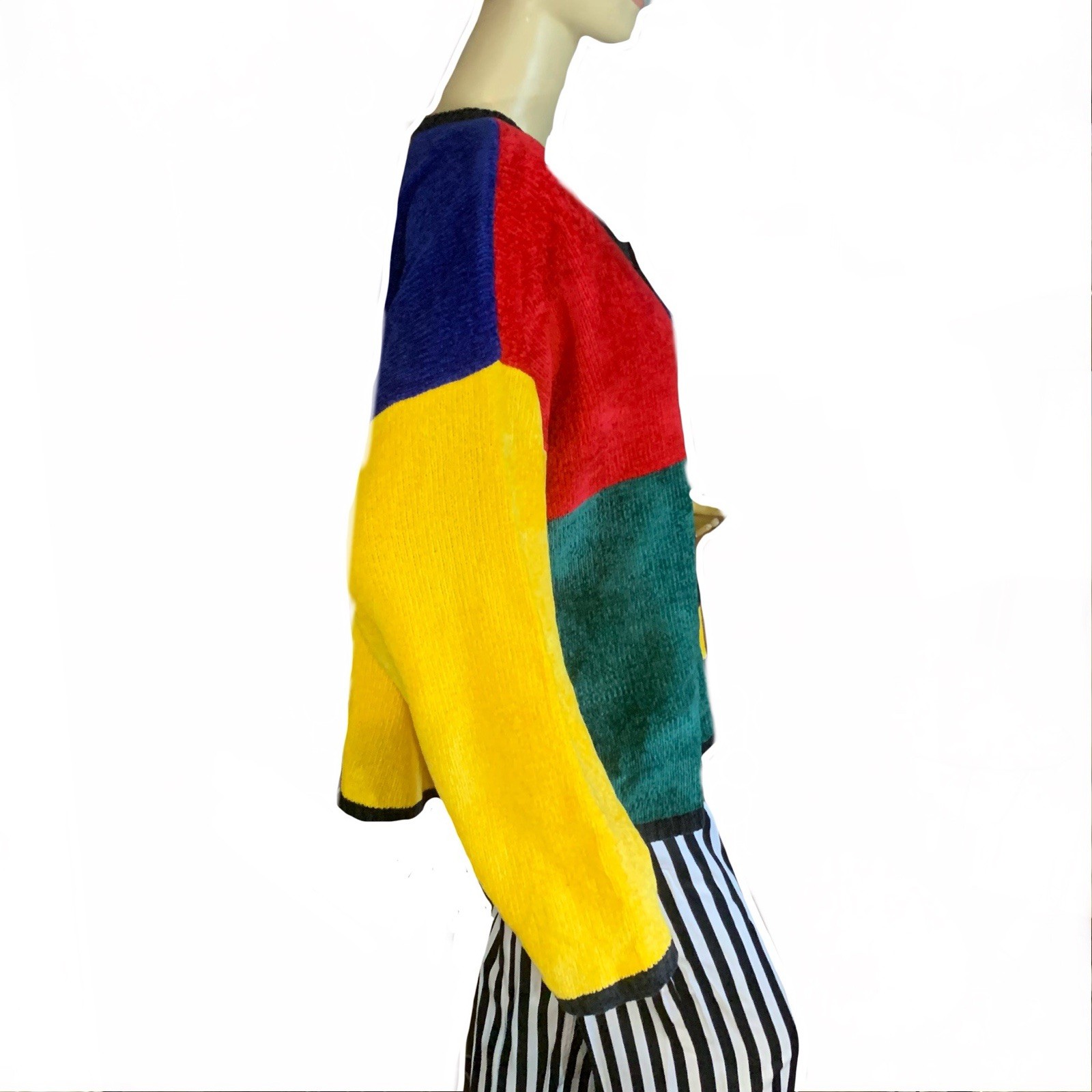 VINTAGE CIRCA 1990’S JACQUE AND KOKO BLACK W/MULTI COLOR CARDIGAN SIZE 22/24