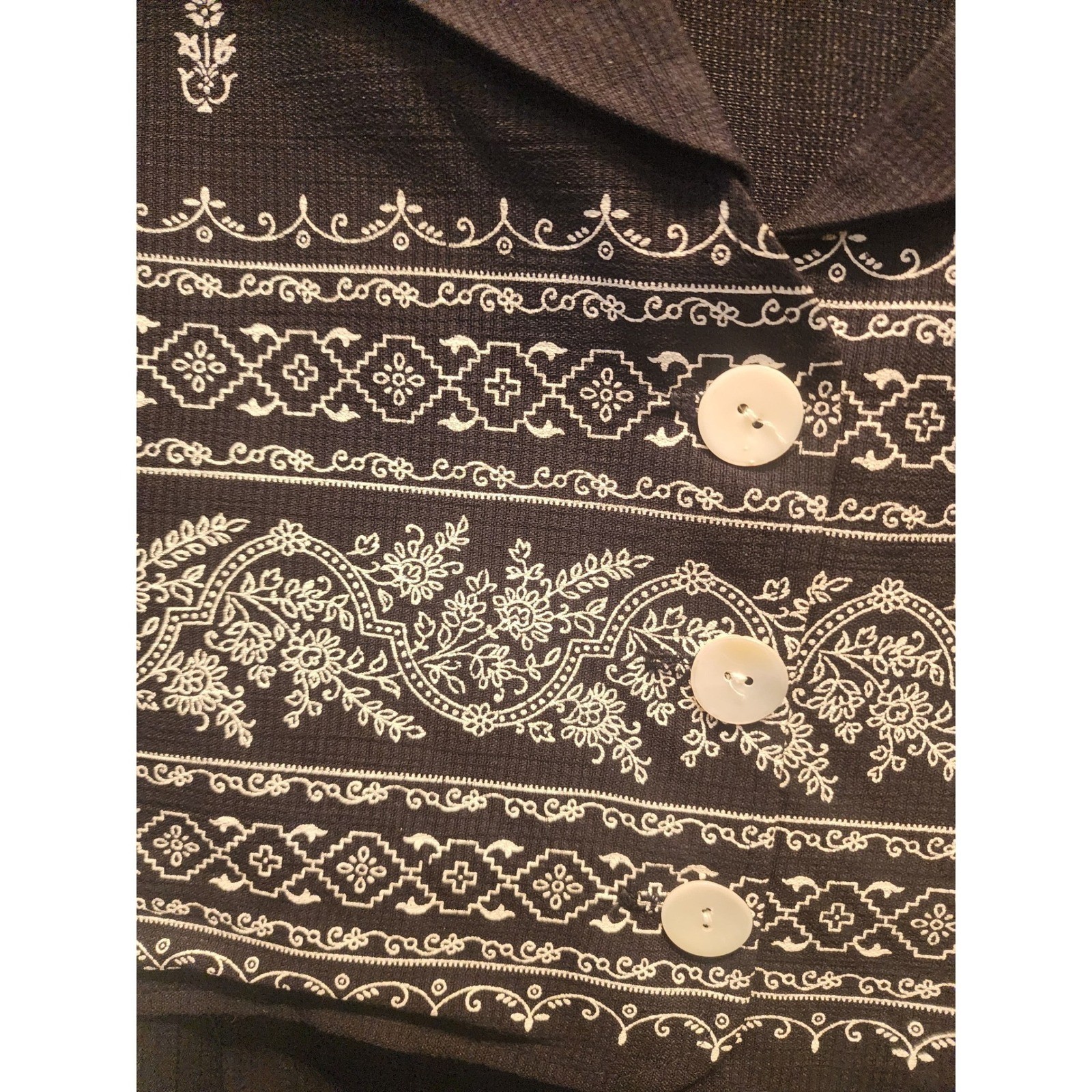 J.B.S. Ltd Vintage Black Embroidered Sailor Collar Midi Dress Womens 10P Petite