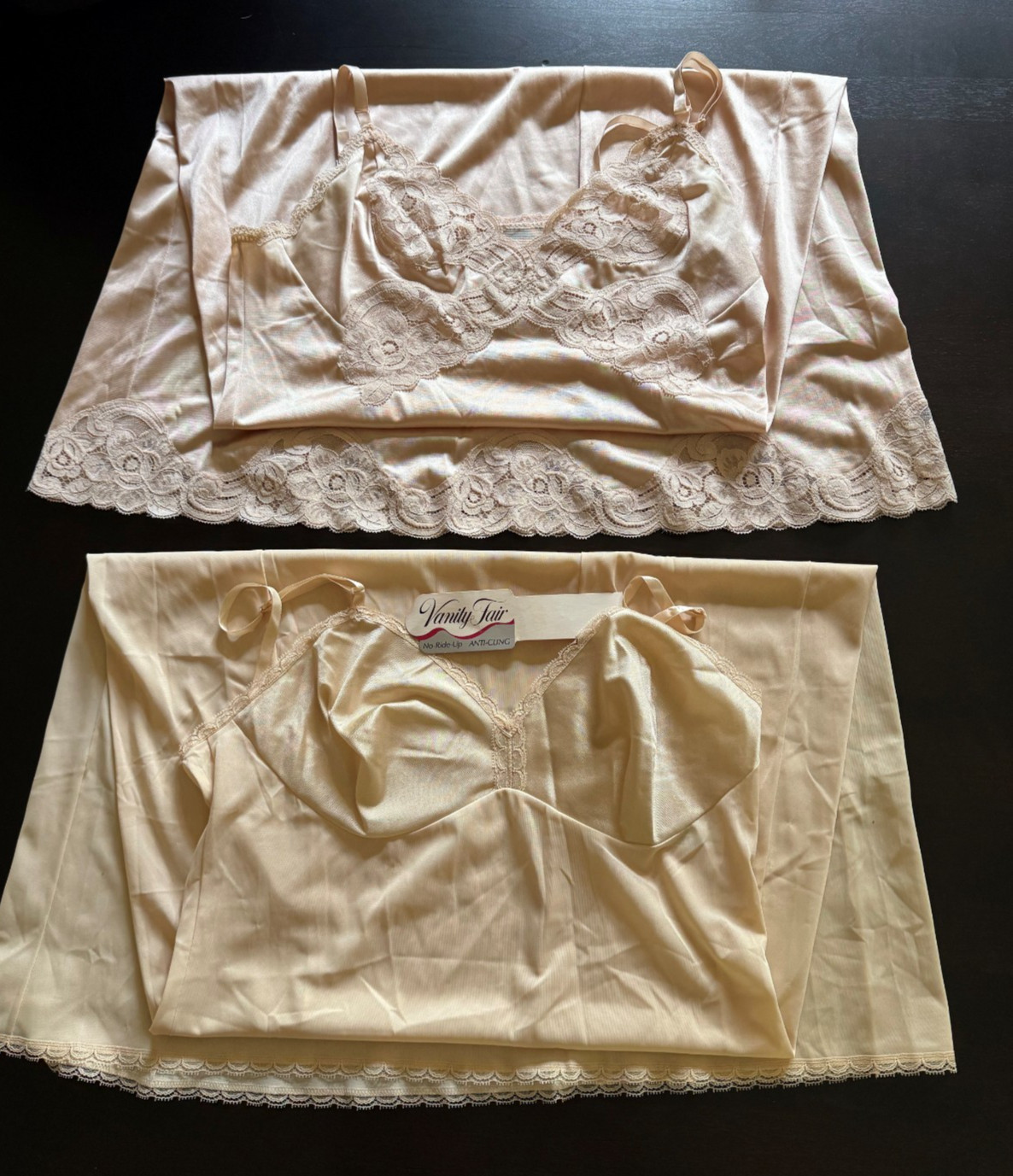 2 Vintage Vanity Fair Full Slips Anti Cling No Ride Up Size 34 TT