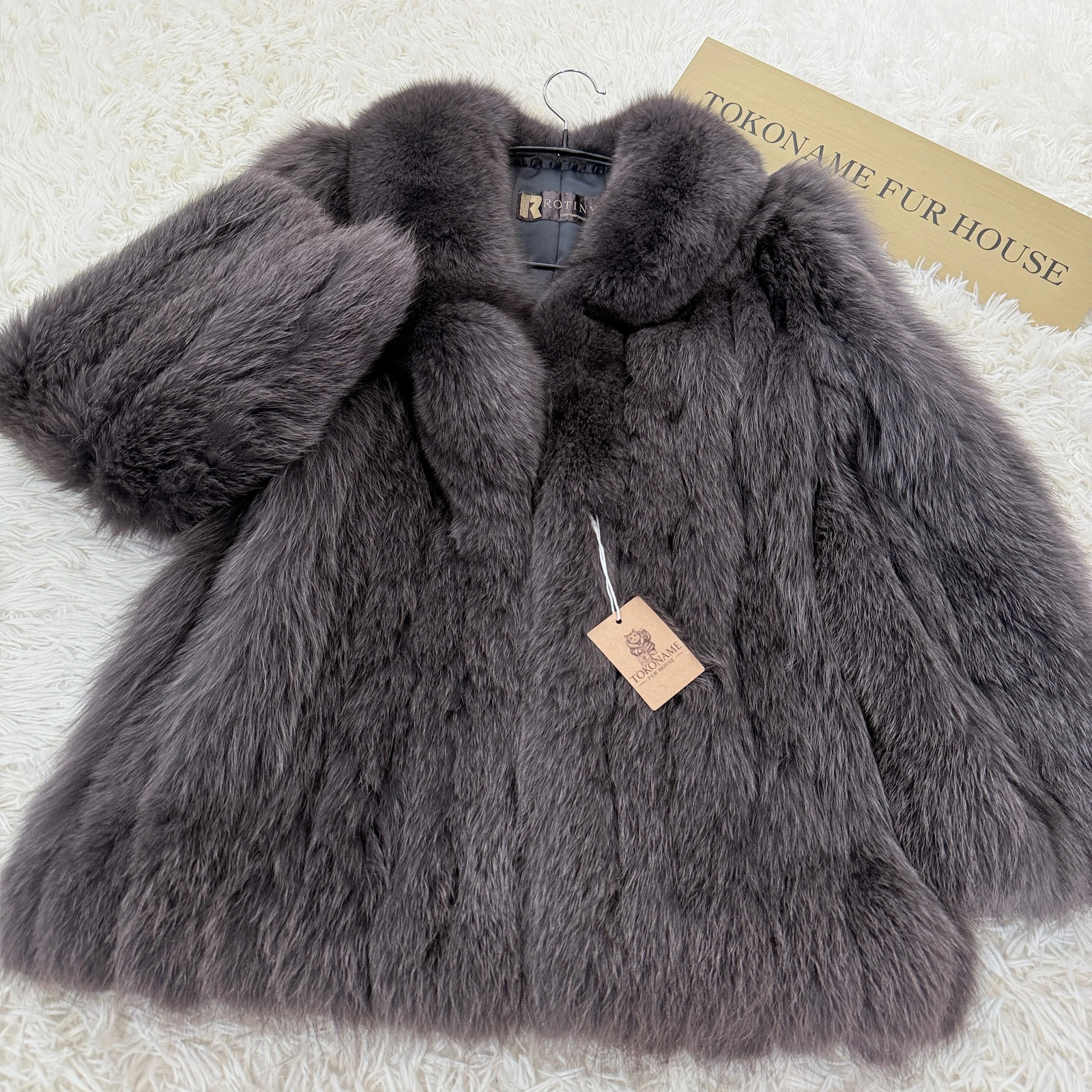 Ash purple Dyd Fox Coat Genuine Vintage Fur Japan