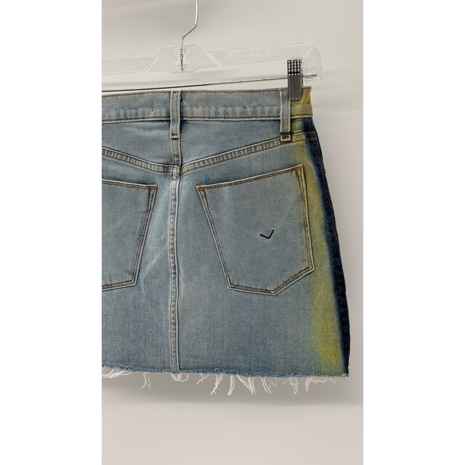 Hudson Mini Skirt Denim Viper Women 23 Blue Stripe Pink Yellow Boho Festival Y2K
