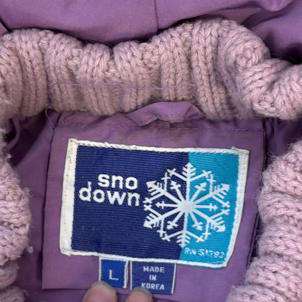Vintage Sno Down Size Large Lilac Purple Down Filled Trench Coat Winter Outdoor