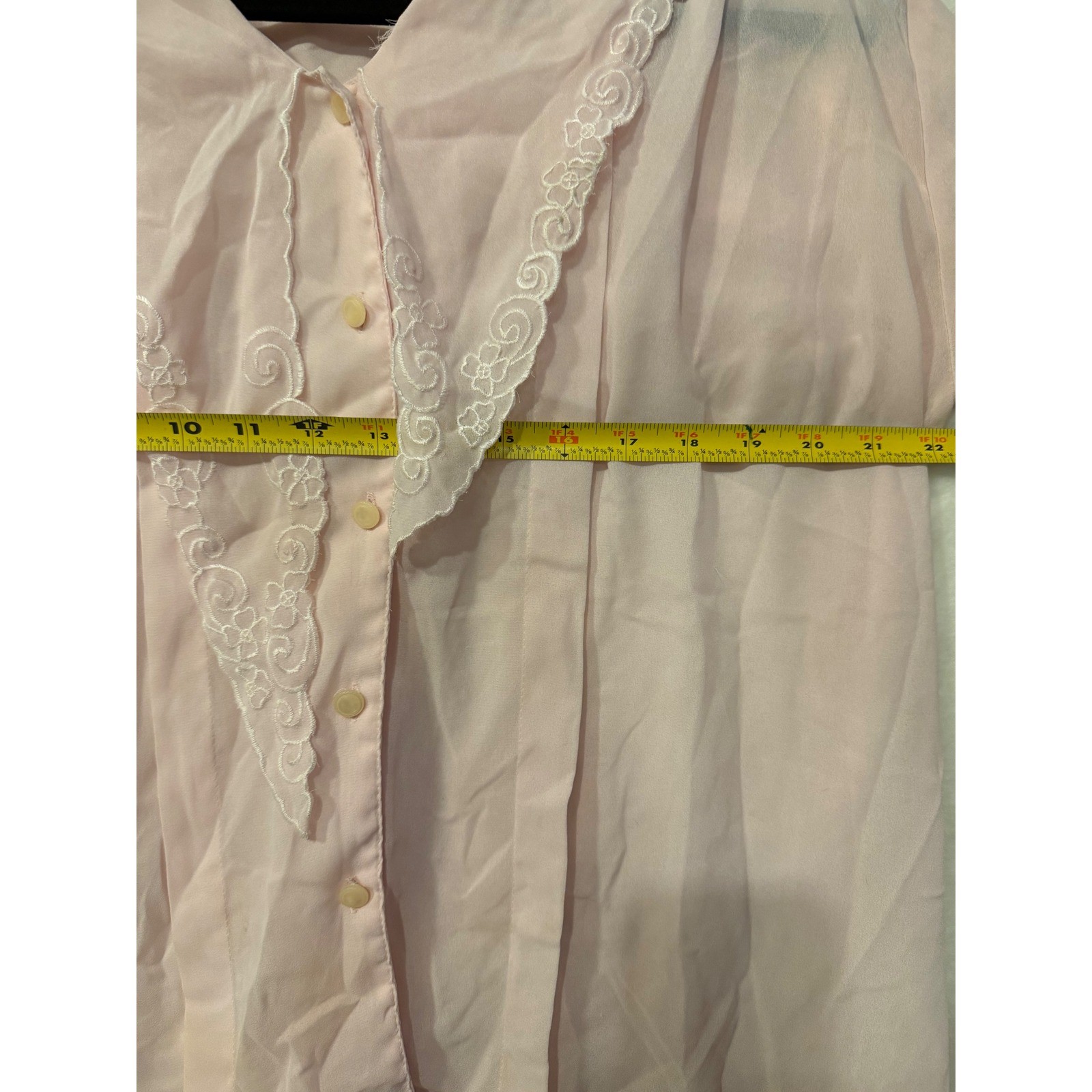 Jordan Vintage Pink Embroidered Lace Collar Blouse Short Puff Sleeve Size 13/14