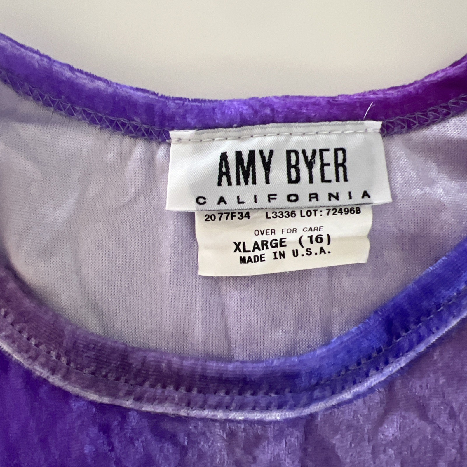Vintage Amy Byer Girls Top Shirt Purple Ombré 90s Velvet Crop