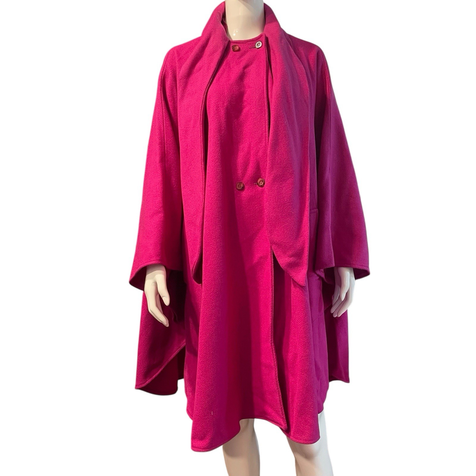 Vintage Country Pacer Wool Pea Coat Poncho Jacket Women’s Size XL 16/18 Pink
