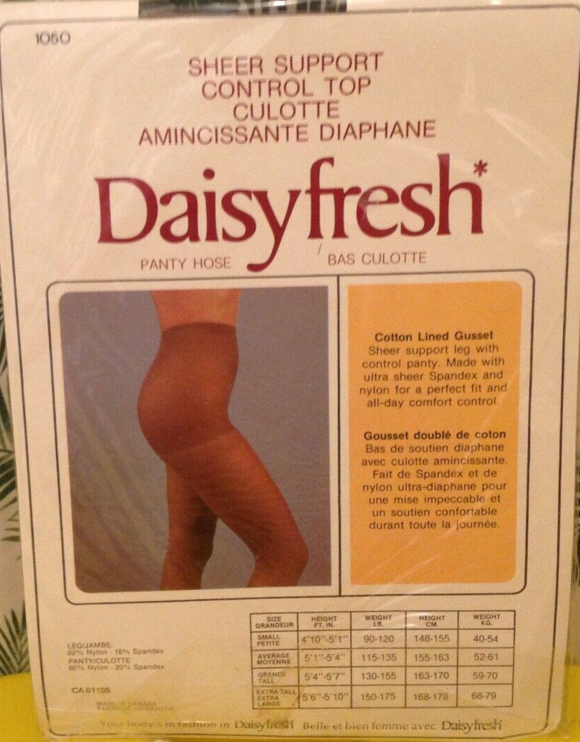 Vintage Pantyhose Daisy Fresh Sheer Support Color Taupe Size Average BRG01