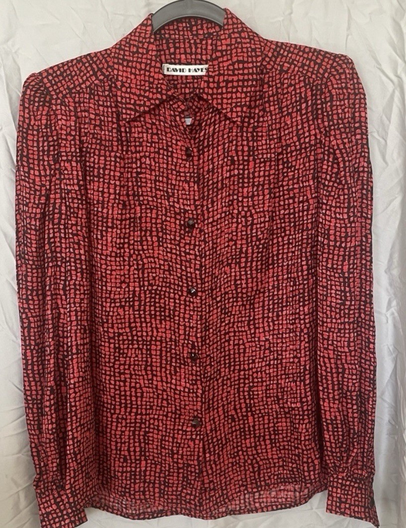 Vintage Nieman Marcus Red And Black 100% Silk 3 Piece Skirt Set Size 4