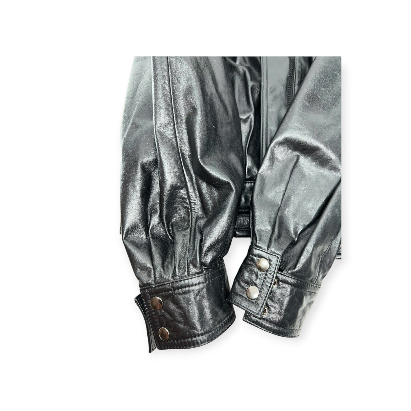 VTG 80s NEW WAVE LEATHER THRILLER JACKET PUNK ROCK GOTH HALLOWEEN BIKER EDGY EMO