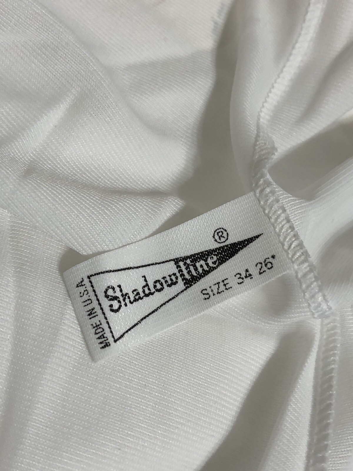 Vintage Full Slip Size 34 SHADOWLINE White Lace Nylon NOS