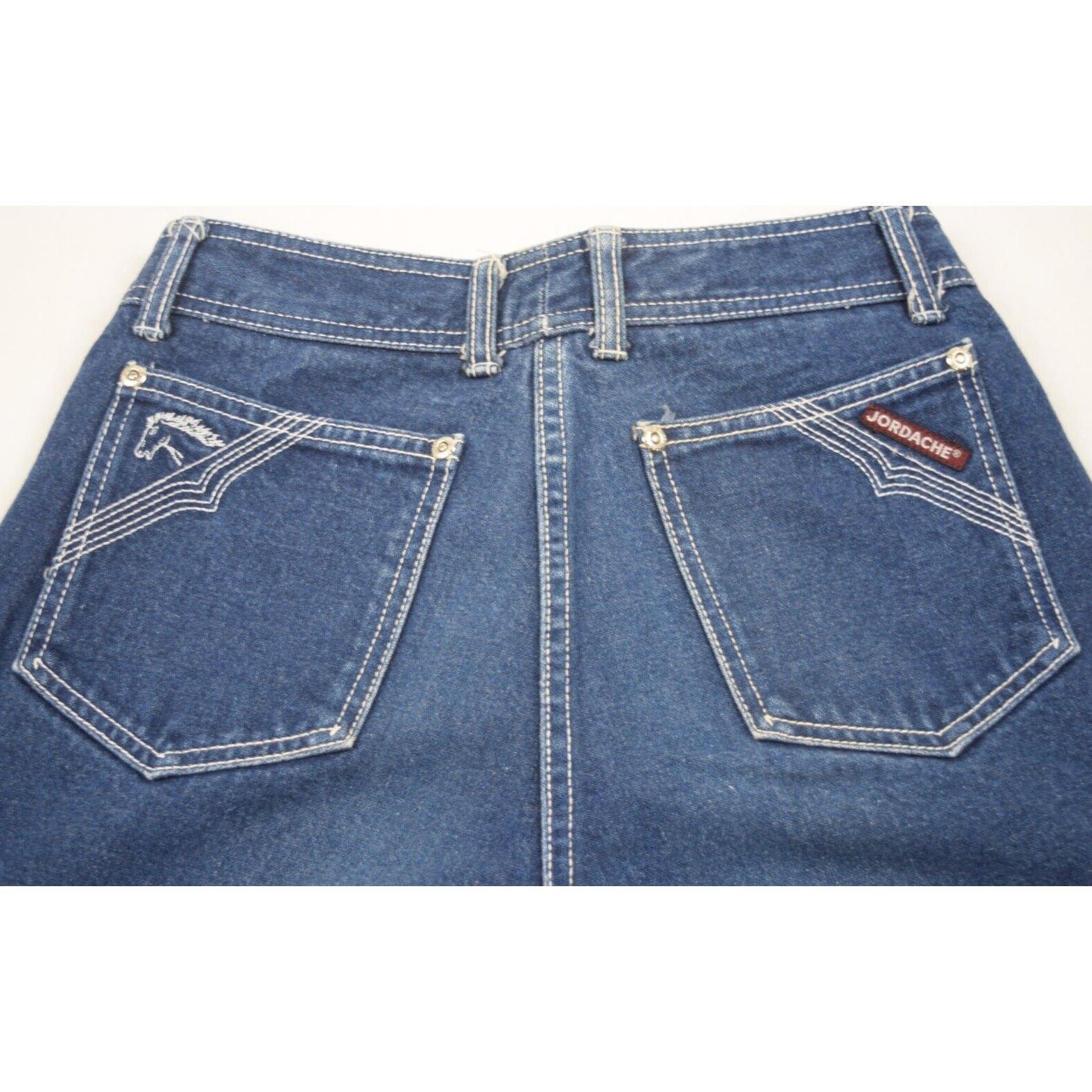 Vintage Jordache Jeans Size 28X28 80s Blue White Stitch High Rise Straight Leg