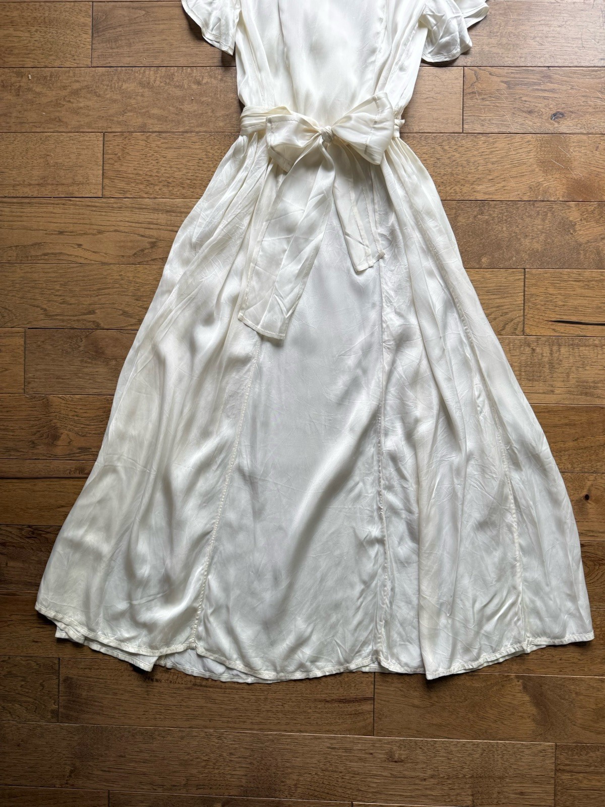 Regal 1930s-1940’s Candlelight Ivory Silk Satin Dress Wedding Gown Bridal Gown