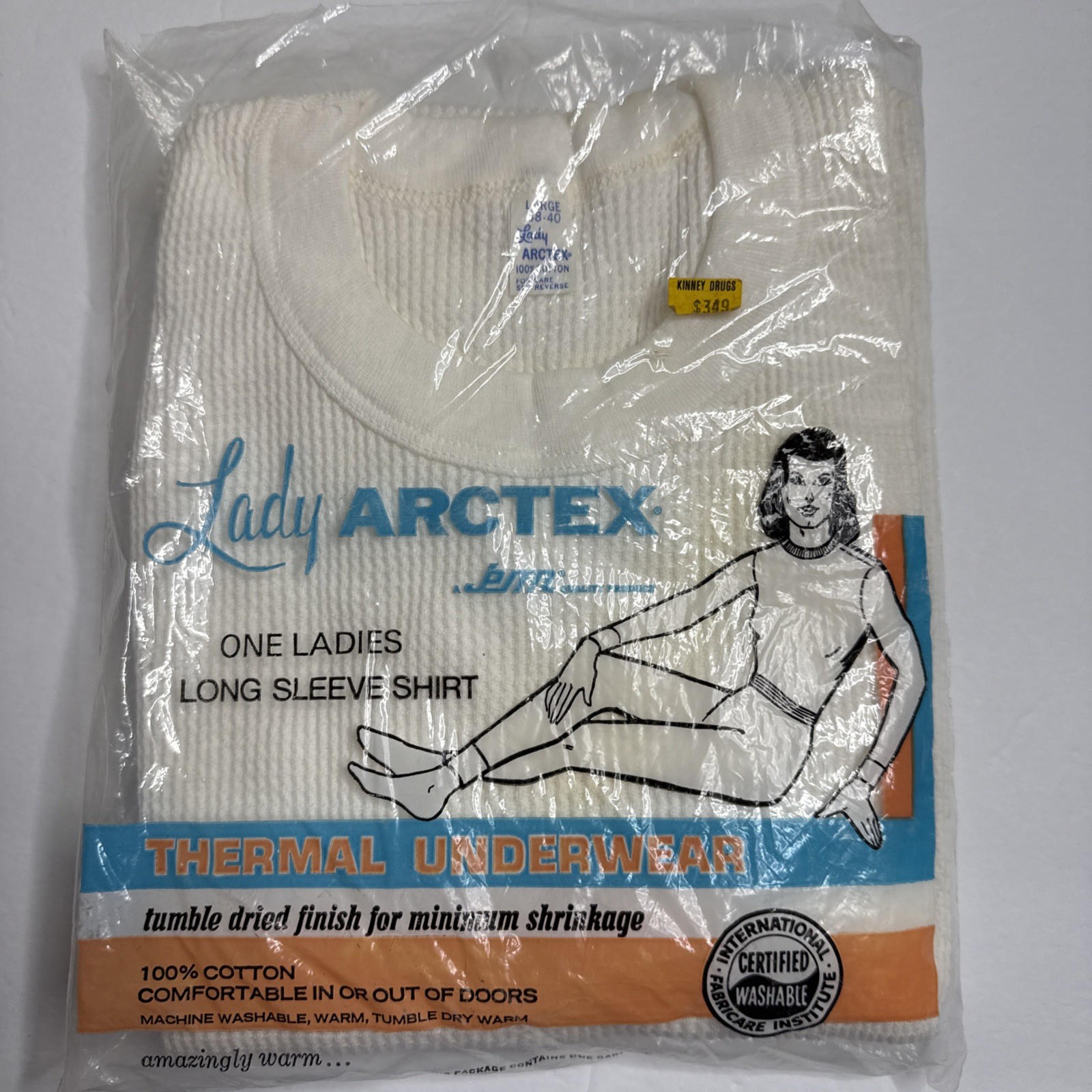 1960s Lady Arctex Underwear Pants Waffle Knit Made in USA Large (38-40) Thermal