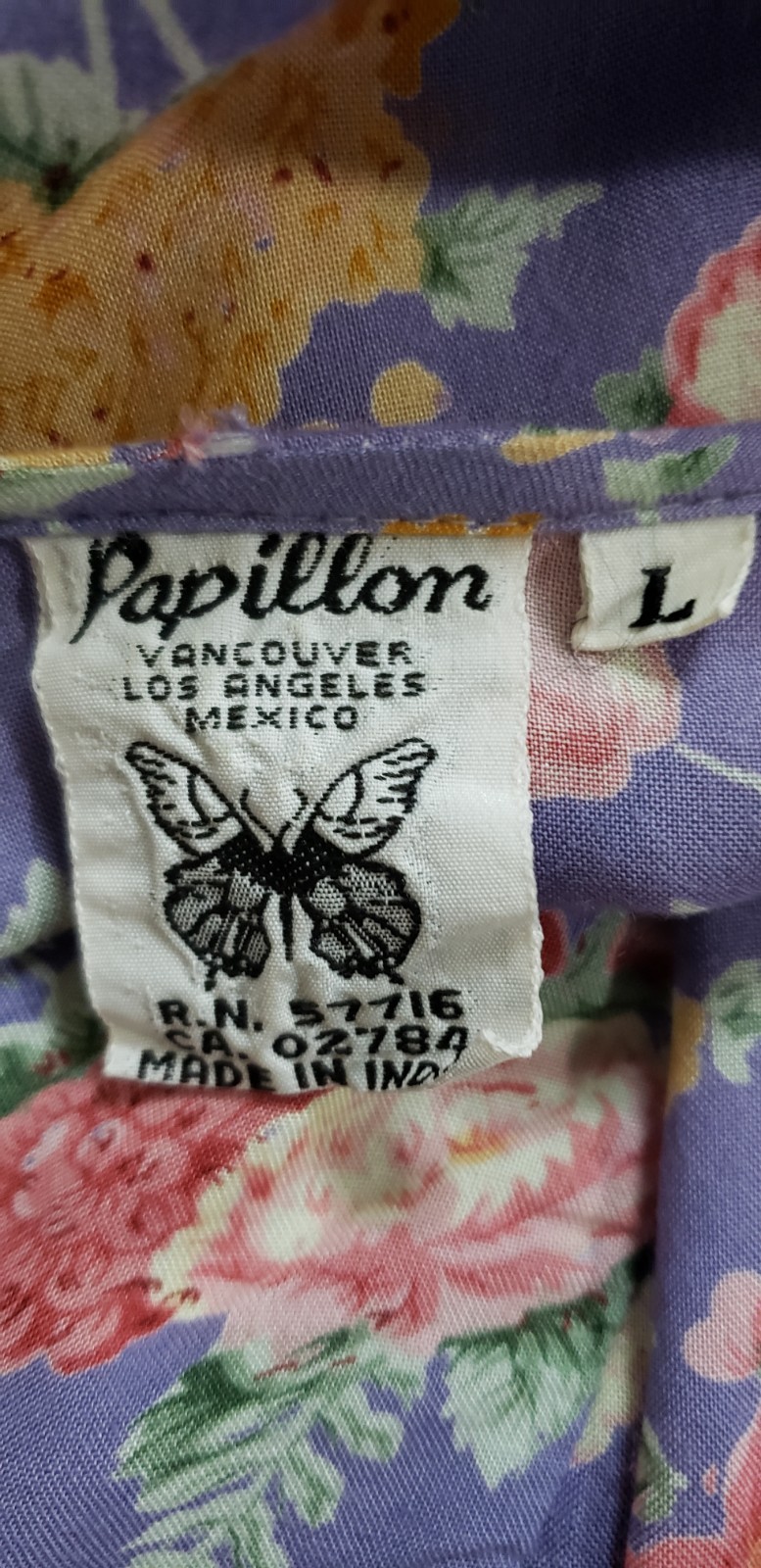 Vintage 80s Bohemian Hippie Papillon India Rayon Floral Dress Large Cottagecore