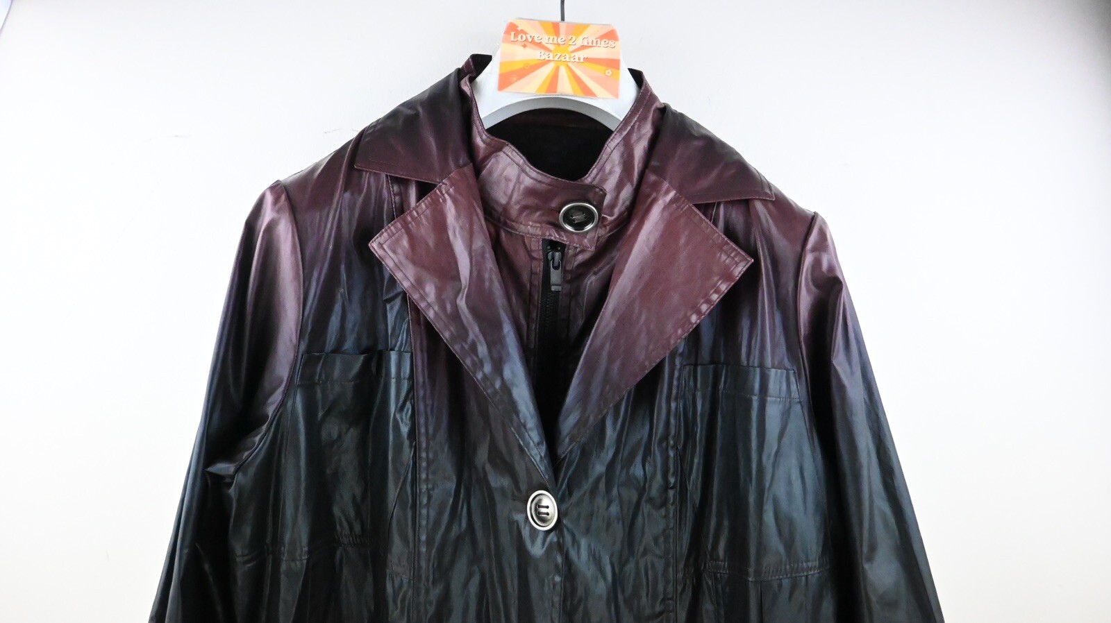 M.E.L Australia ombre lightweight trenchcoat in burgandy/black size 14