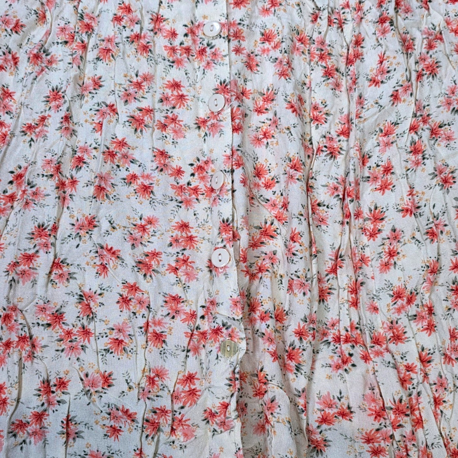 Vintage At Last Studio Floral Button Front Midi Skirt Women’s Size XL Cream Pink