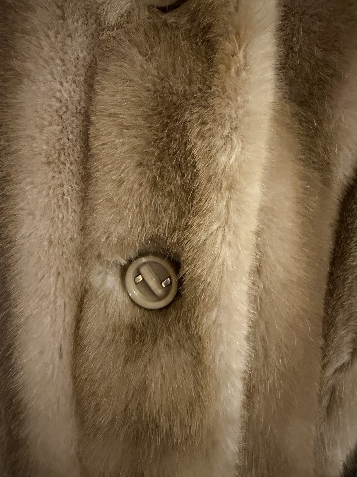 Vtg Mincara Russel Taylor Lovely Faux Fur Coat Vintage Mink fake tan brown sz M