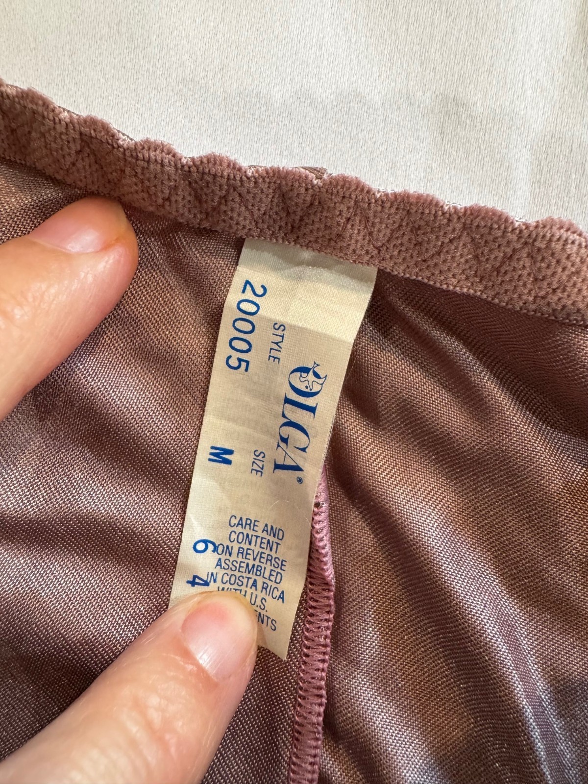 VINTAGE OLGA 20005 ROSE TAILORED BODYSATIN STRETCH HI-CUT PANTIES ~ MEDIUM