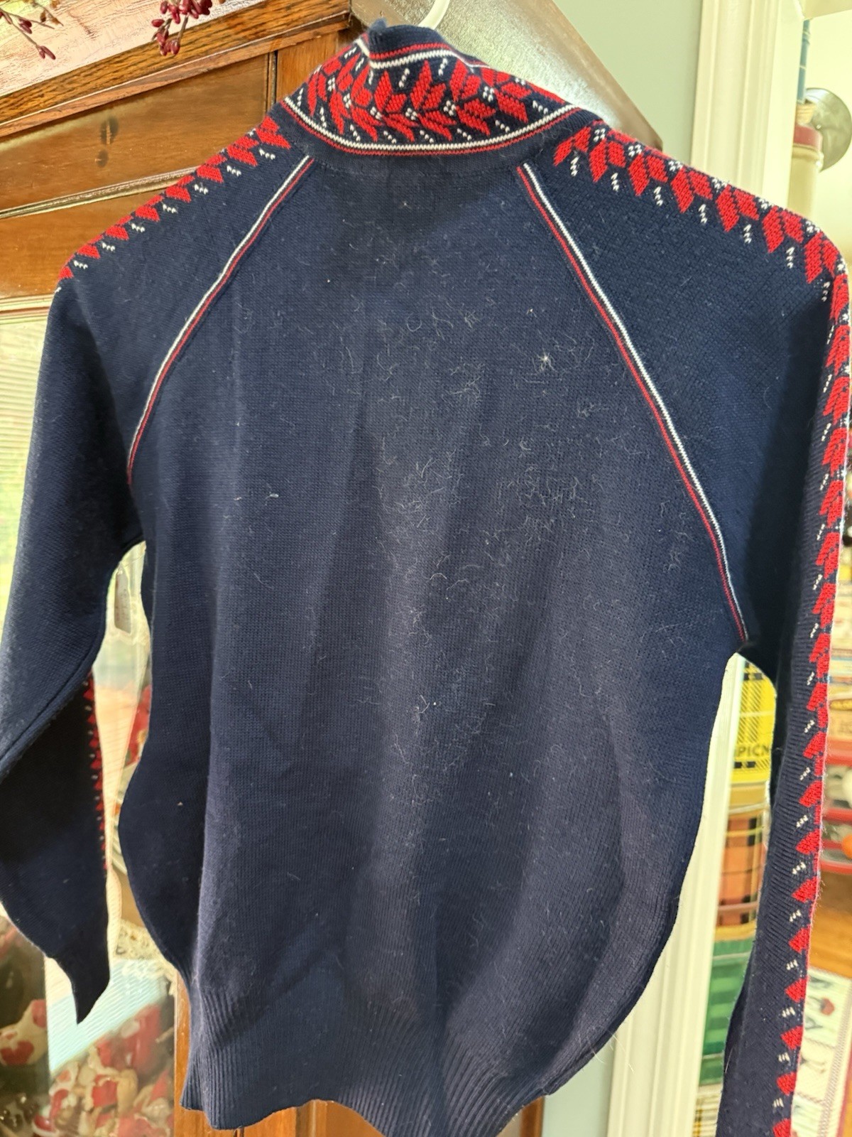 Vintage OSSI Skiwear Blue And Red Sweater Acrylic And Wool Size S