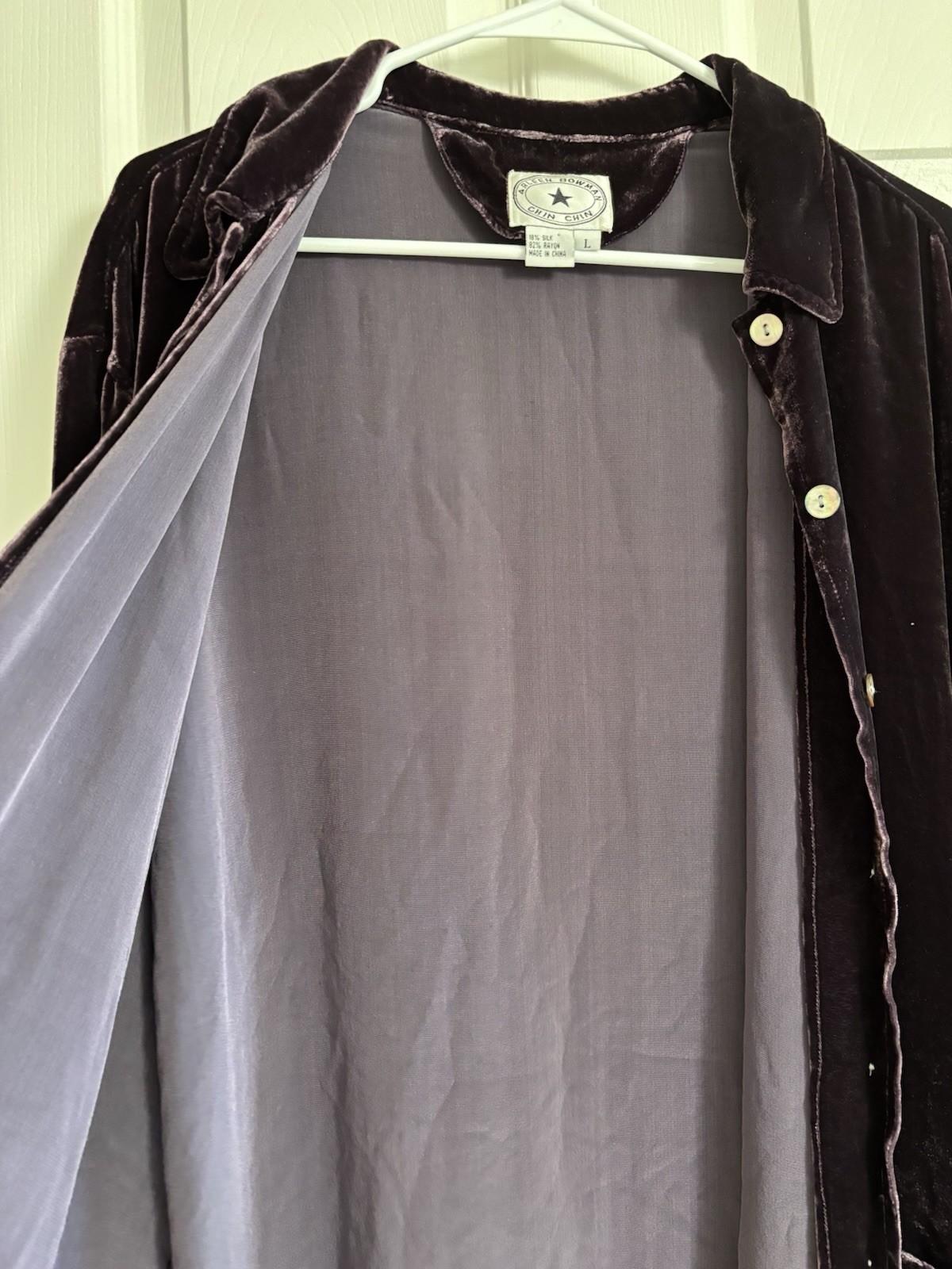 Arleen Bowman Chin Chin Women’s Large Purple Silk Velvet Lounge Set Vintage 90’s