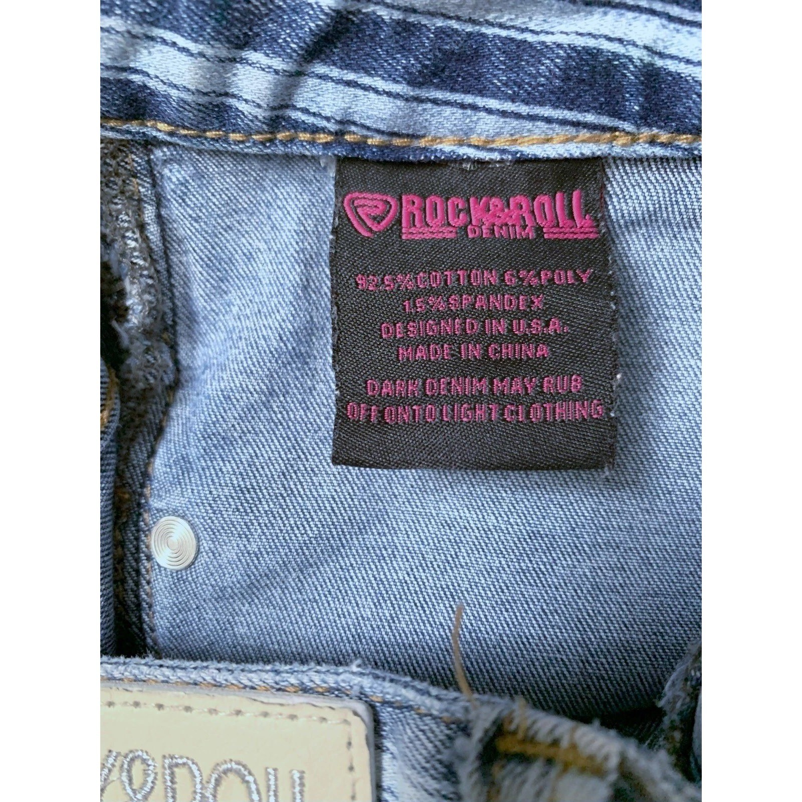 Cowgirl Hippie Boho Rock&Roll Jeans BUTTON FLY Striped Distress Bootcut 28W x 33