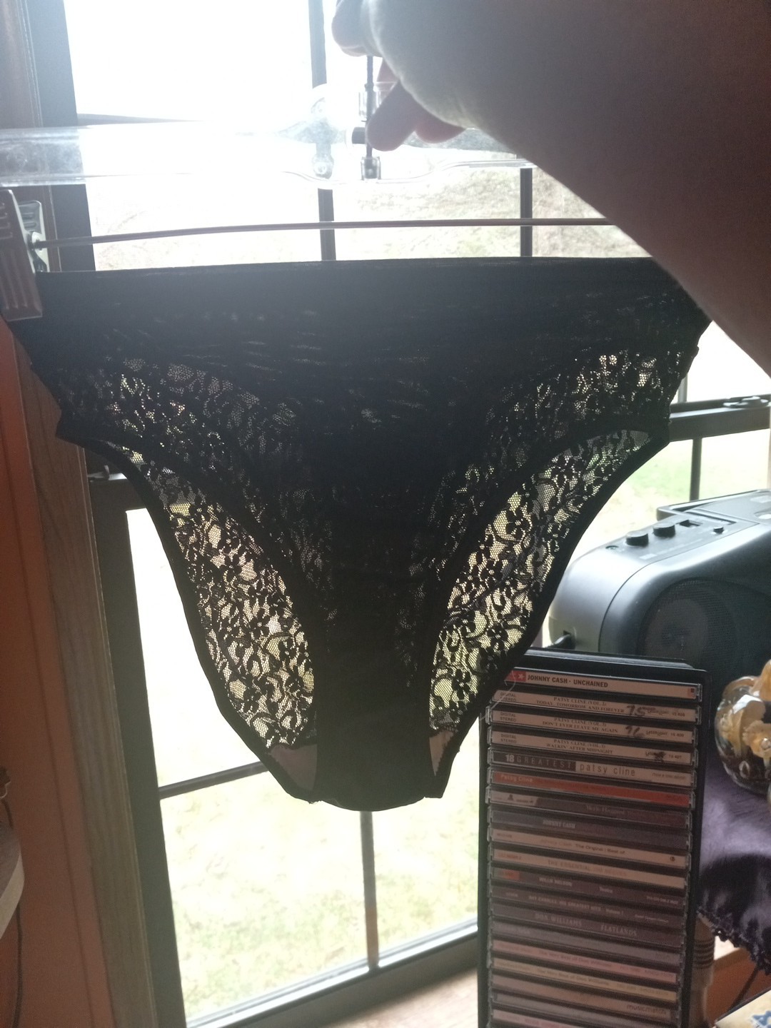 Vintage Super Skin Tight Nylon Lycra Black Glossy And Lace Panty Dance Panties