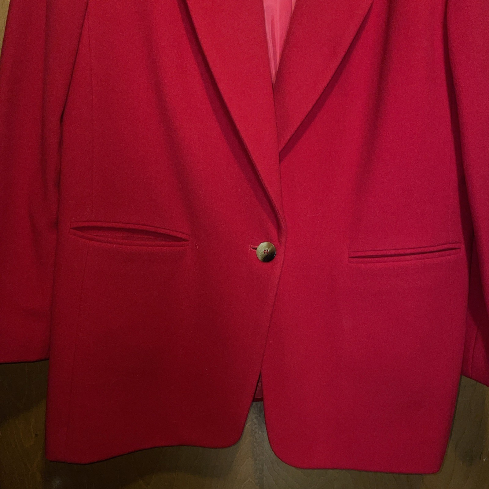 Harve Bernard By Bernard Holtzman Ladies 14 Wool Nylon Cashmere Blazer Red