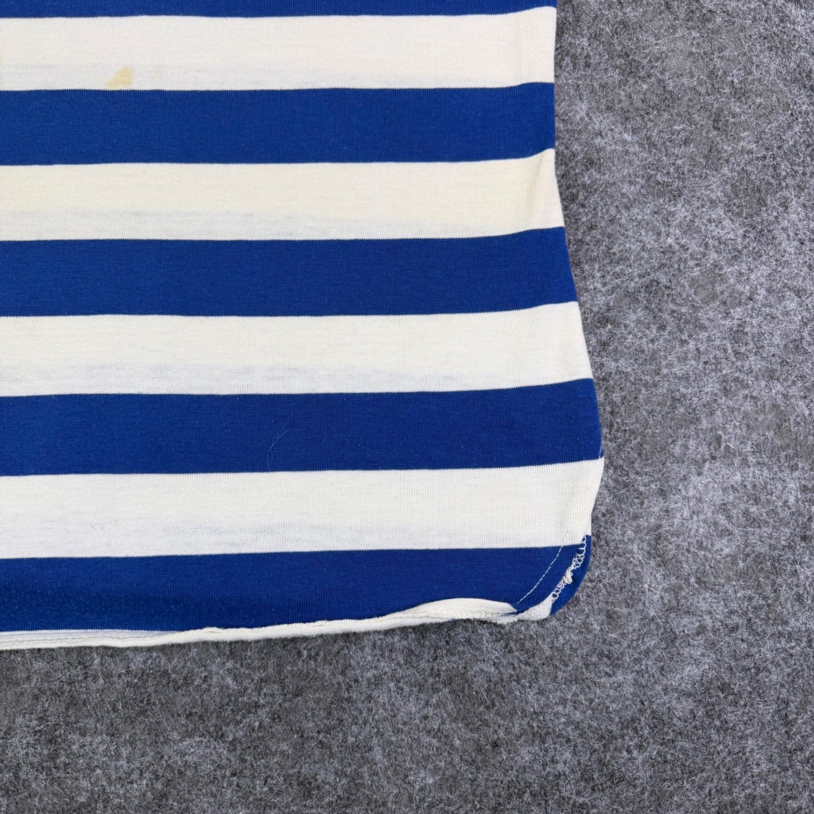 Vintage Blue White Striped Tank Top Sleeveless Nautical Scoop Neck Jersey Tee