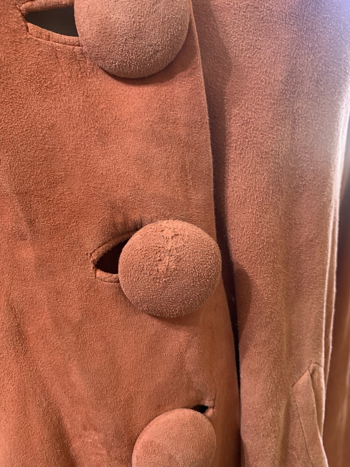 1930s 1940s RARE vintage Hudson Bay Fur Company Suede Leather CORAL Coat Jacket