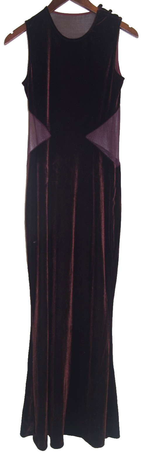S2 Vintage Eletra Casadei Brown Gown Dress SMALL Tulle Mesh Stretch MOD Inserts