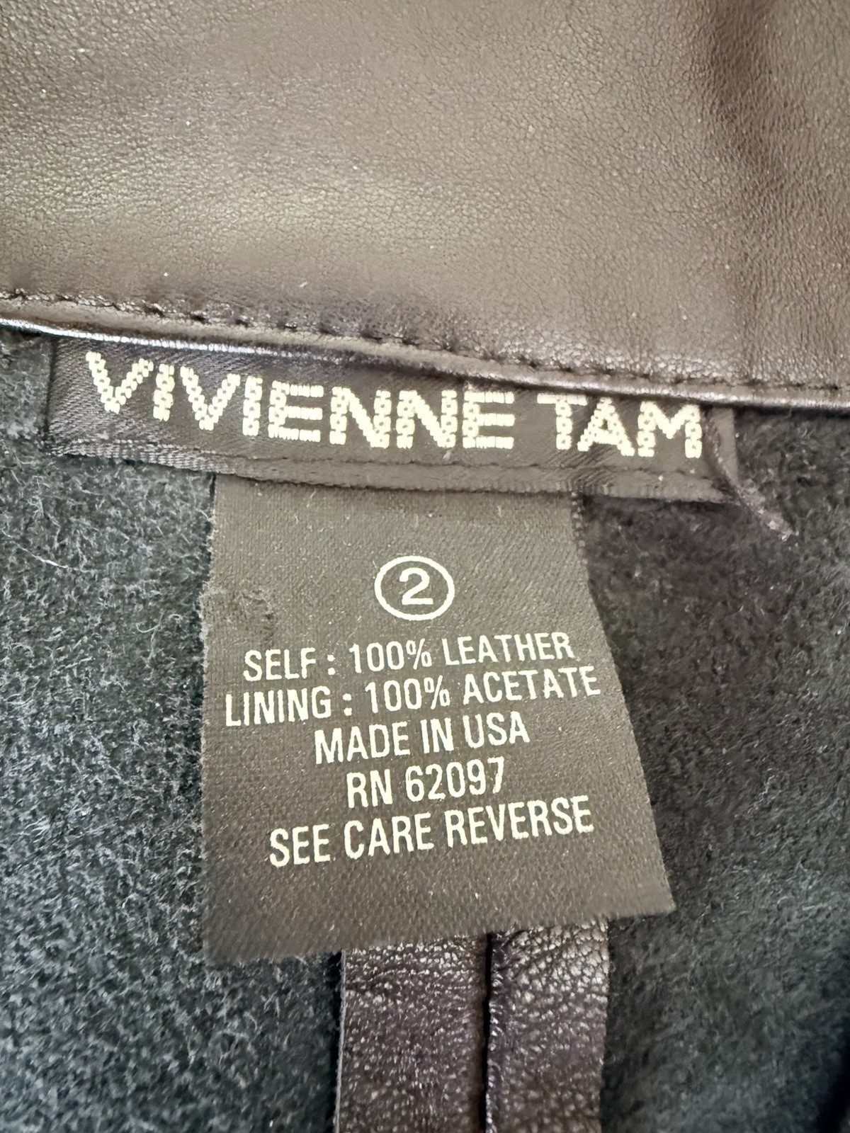 Vivienne Tam Black 100% Leather Jacket Top Minimalist Asymmetrical Ring Detail