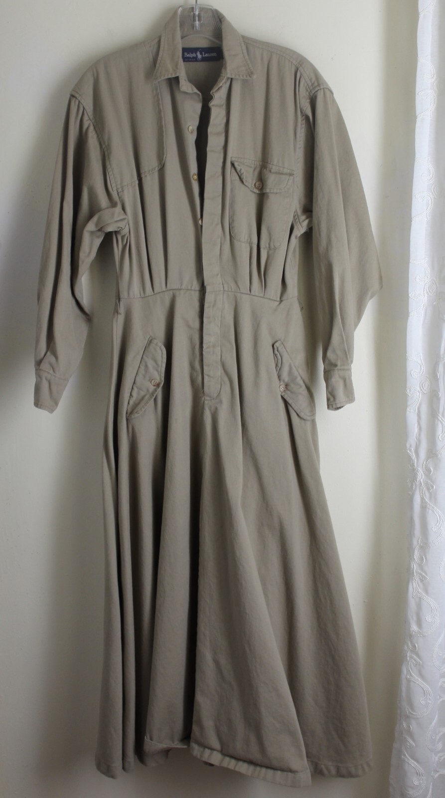 Ralph Lauren Sz 6 S M Very Vintage 70s 80s USA Safari A-Line Western Maxi Dress