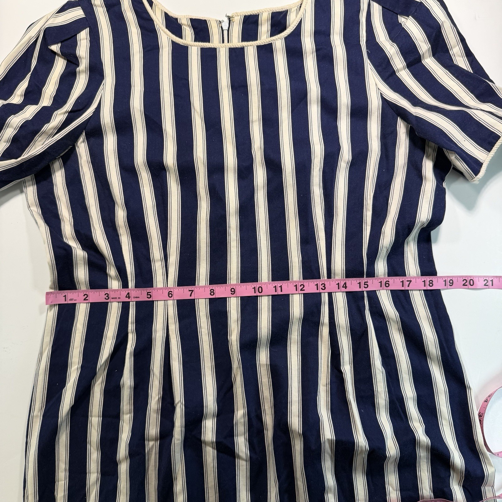 Women’s Vintage Nautical Theme Dress 14 Sharon Young Stripes Appliqué 90’s