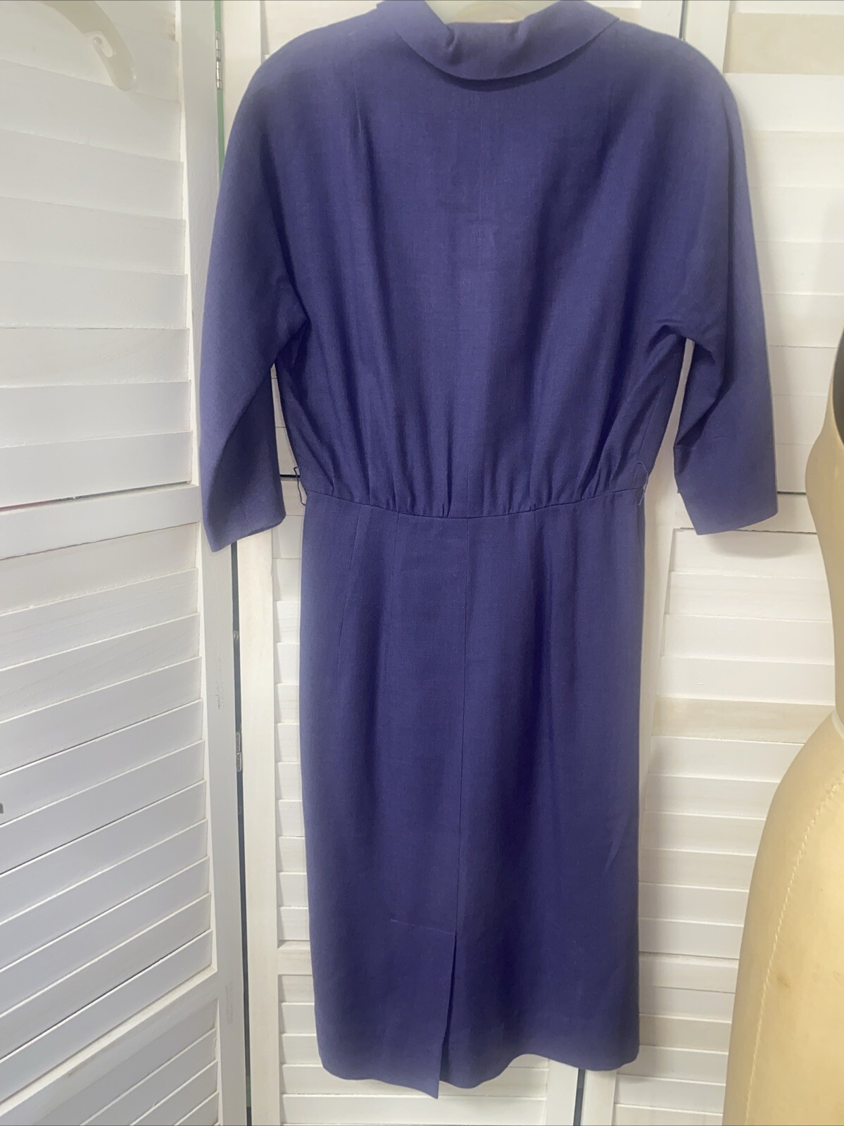 Vintage 50s Handmade Purple Cotton Twill Pencil Sheath Dress Size Small