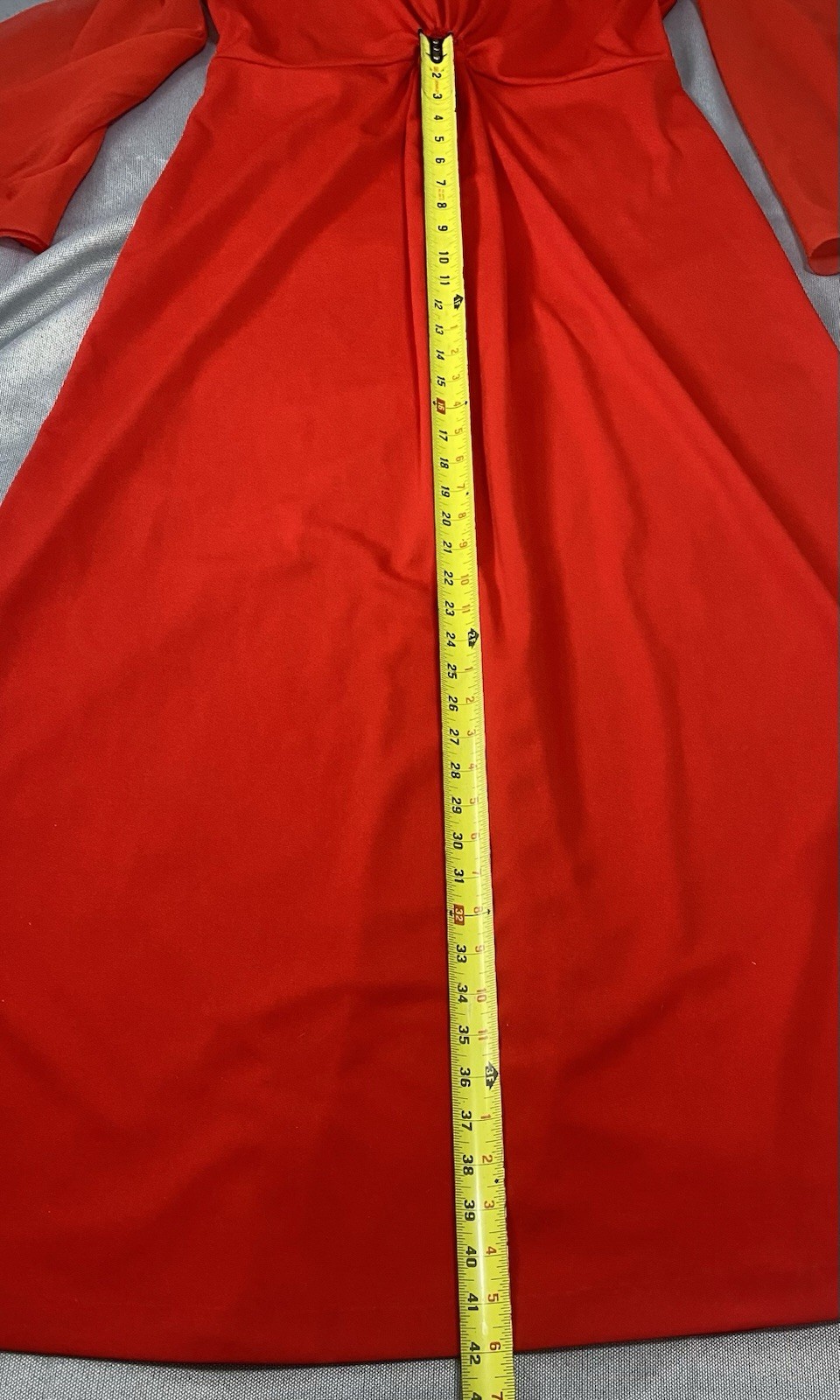Vintage Sears Fashions Maxi Dress Evening Gown Women’s 18 Red Sheer Bell Sleeves