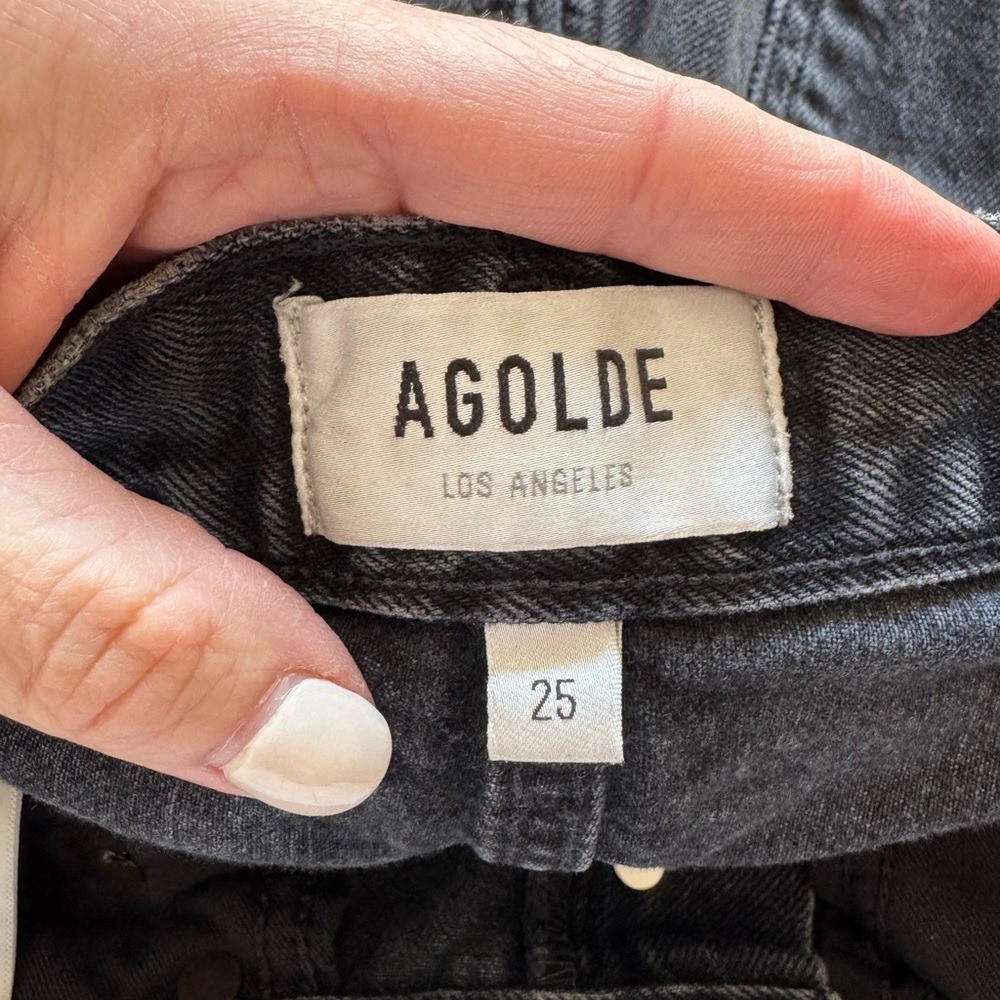 AGOLDE 90s Mid Rise Loose Fit in Vagabond Washed Black Sz 25 Distressed Boho