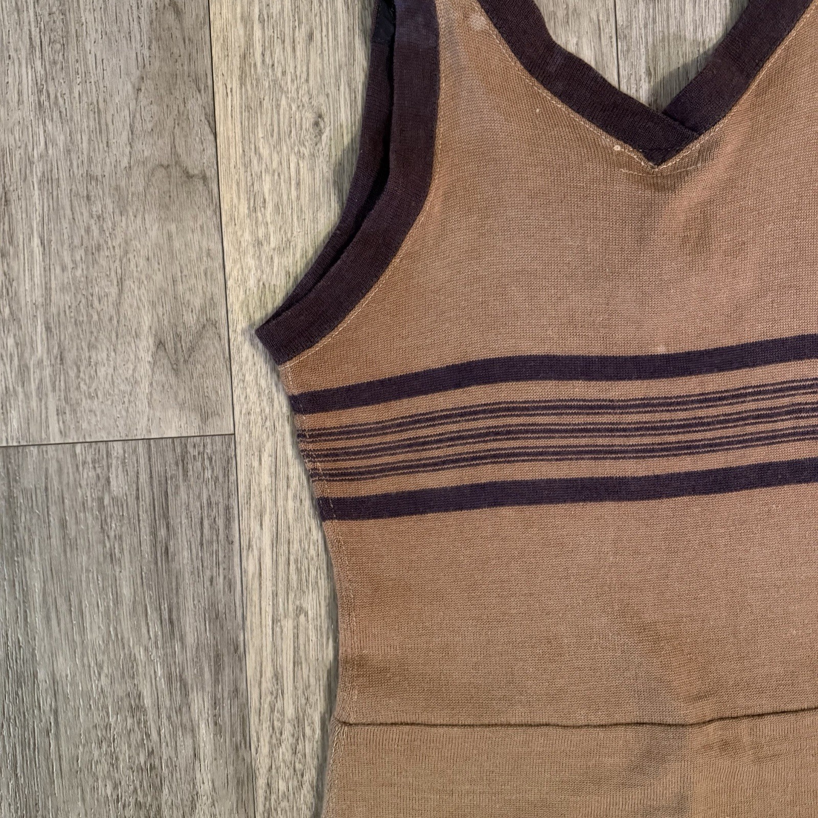 Vintage 1920s Bentzknit Wool Swimsuit Antique Bathing Suit Womens Brown Striped