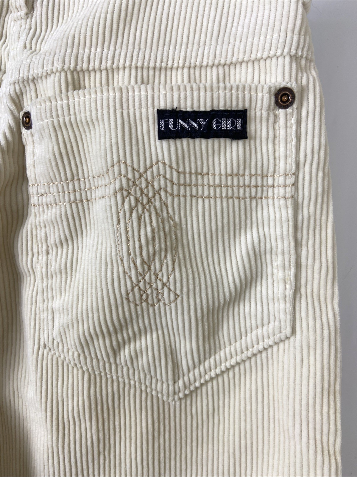 Vintage Funny Girl 70’s Women’s Corduroy Beige Pants Size 9/10 Tall 23″x32.5″