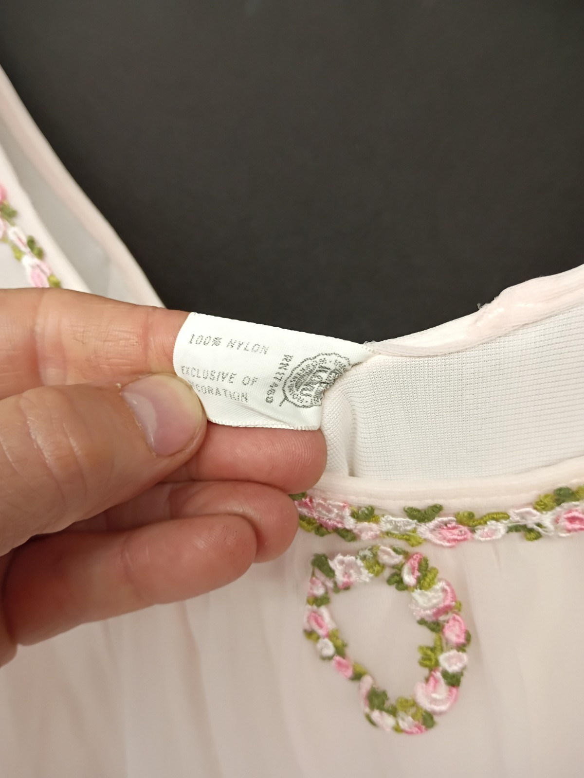 Aristocraft By Superior VTG Pink Nylon Slip w/ Floral Trim, Size S Regular!