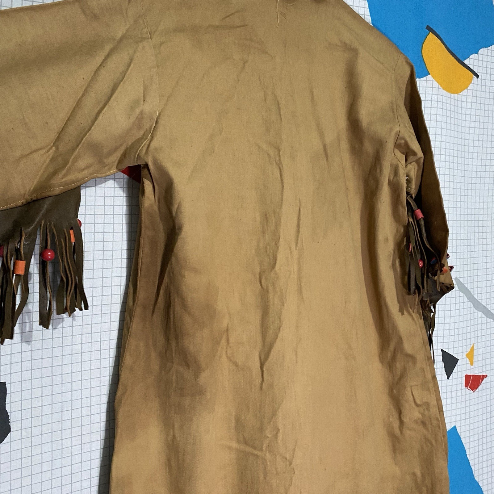 Antique 20s 30s Native Gown Leather Fringe Beads Patches Campfire Girls Navajo
