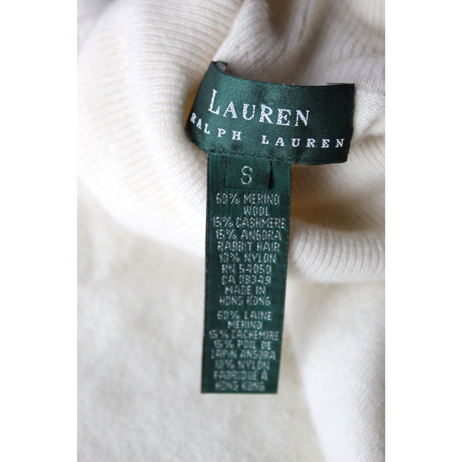 Vintage Lauren Ralph Lauren Wool Cashmere Angora Blend Turtle Neck Sweater Small