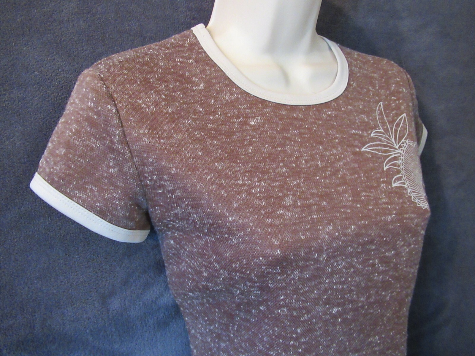 70’s Vintage Miss Shaheen California Hawaii Brown Taupe Speck Knit T Shirt Top M
