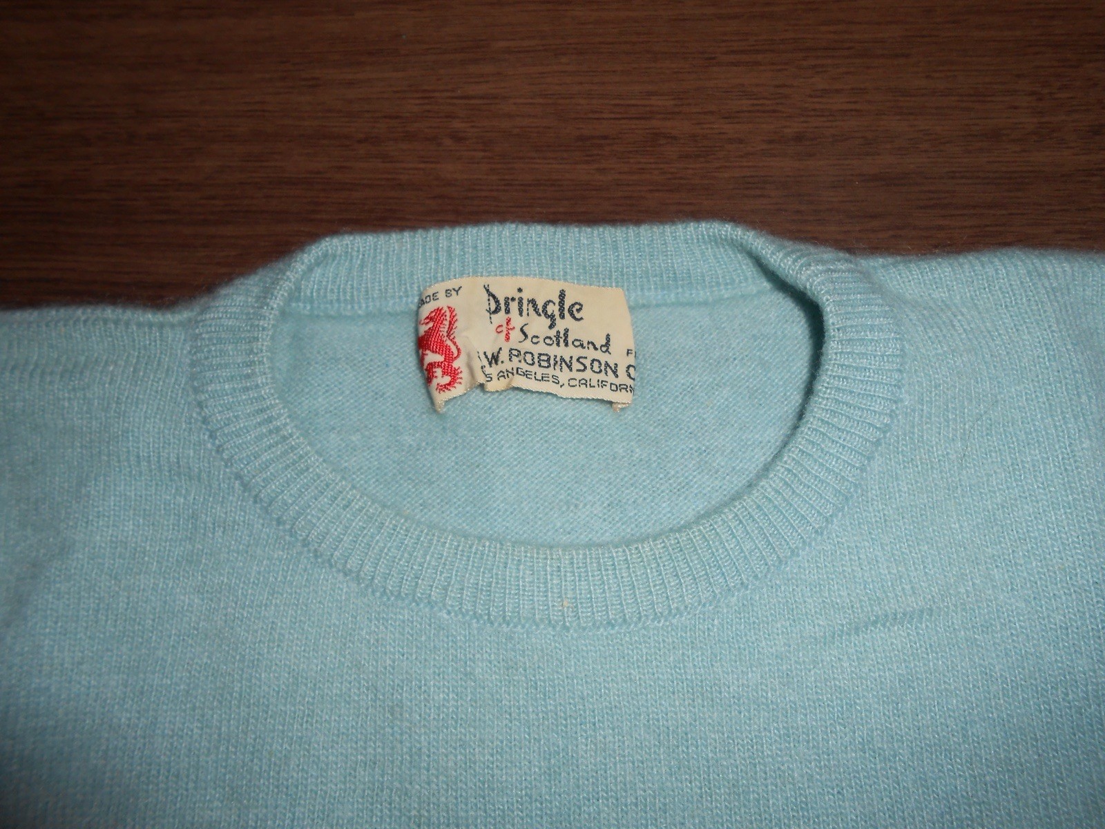 Vintage Pringle of Scotland 100% Pure Cashmere Baby Blue Knit, Rare 1960s Piece