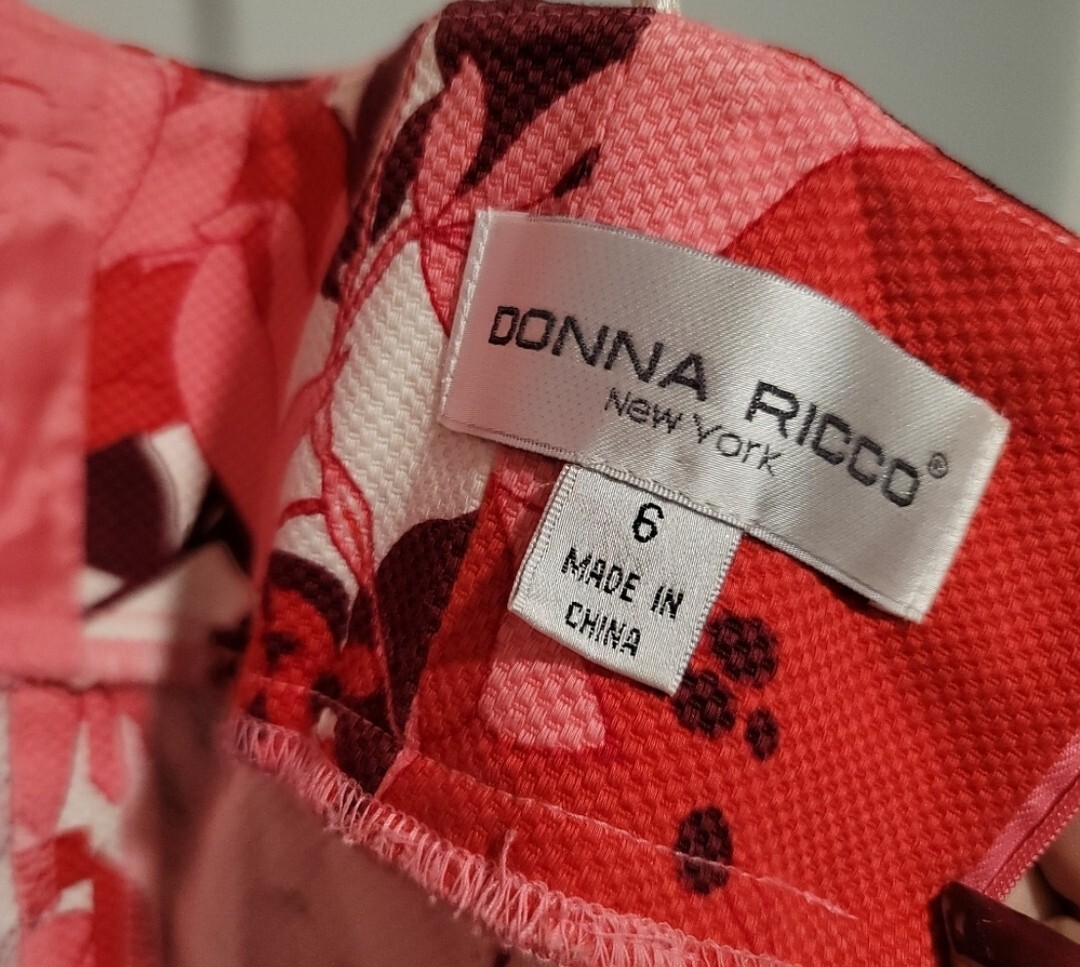 Vintage Donna Ricco Red & Pink Floral Retro 90’s Y2K Halter Dress Size 6