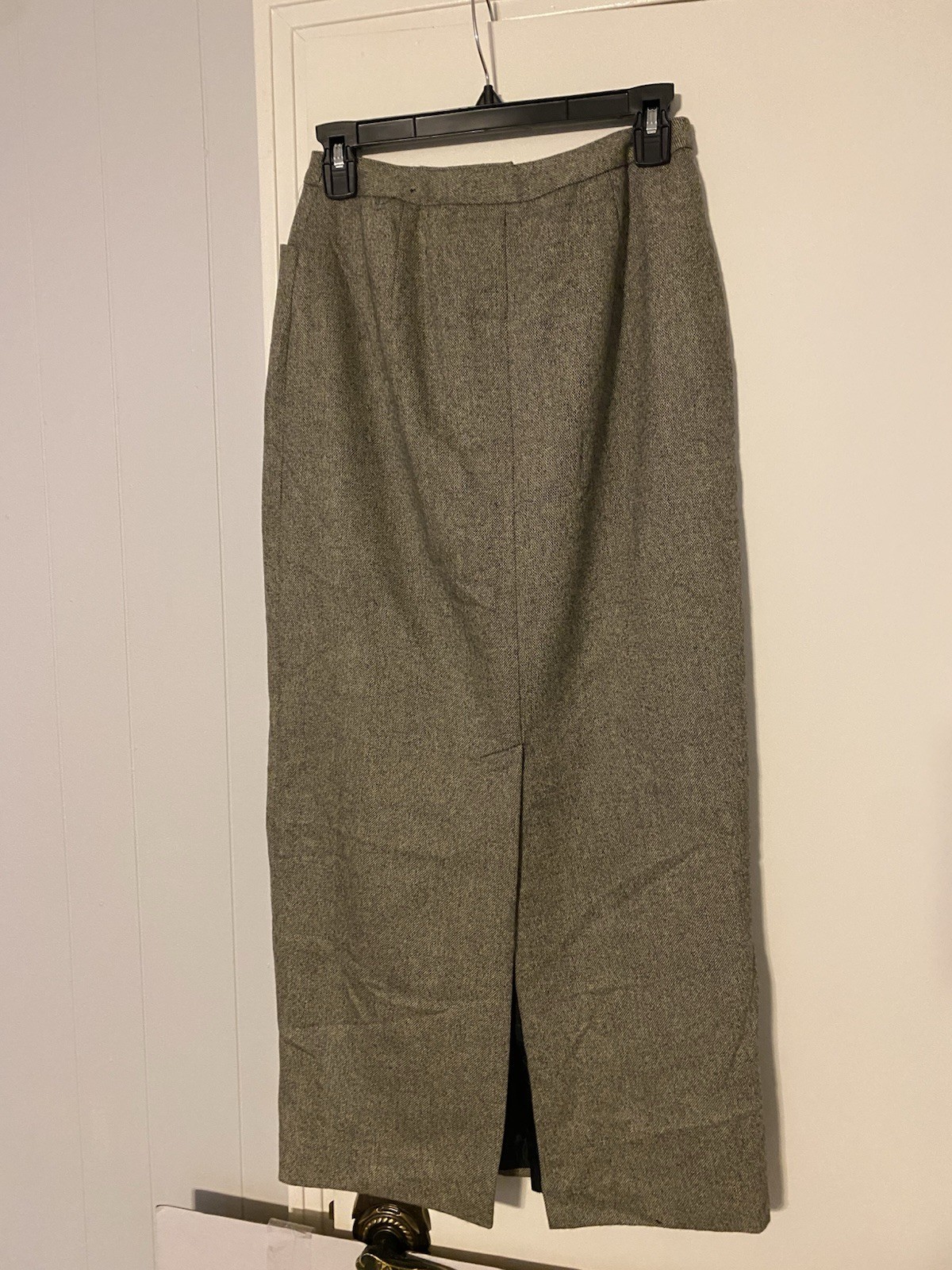 Vtg Ralph Lauren Gray Tweed Wool Herringbone A-Line Skirt 28×35 size 4 Pockets