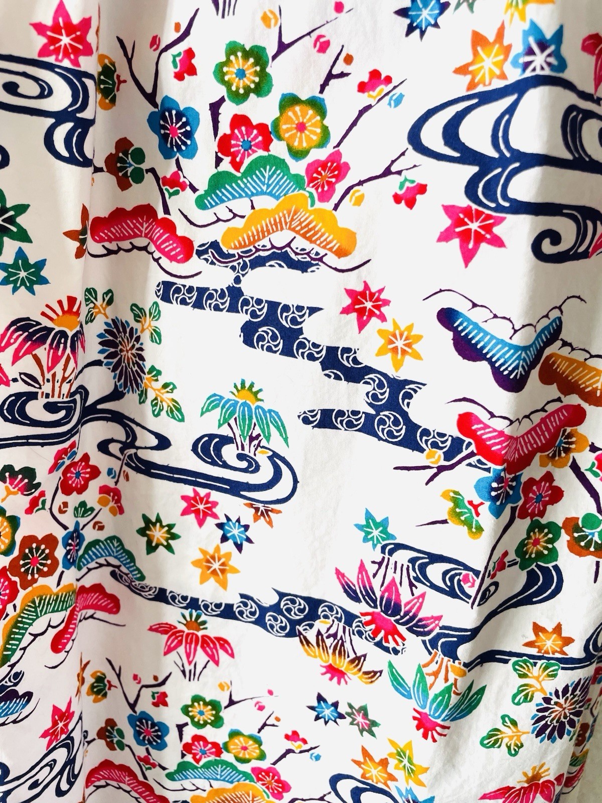 Vintage Japanese Cotton Handmade Cotton Watercolor Floral Summer Maxi Dress S